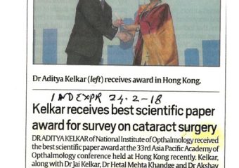 DR. KELKAR RECEIVED THE BEST SCIENTIFIC RESEARCH PAPER AWARD.