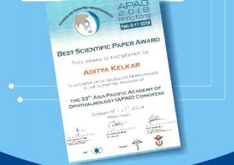 BEST SCIENTIFIC PAPER AWARD TO DR. ADITYA KELKAR- NIOEYES CLINIC PUNE