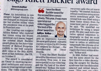 Award to Dr. Aditya Kelkar – Times Group